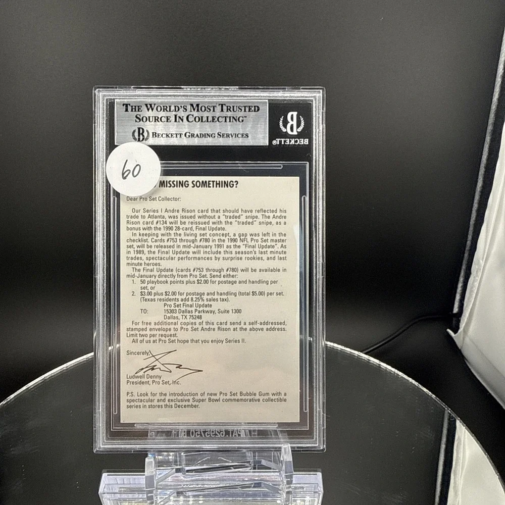 1990 Pro Set Football ANDRE RISON AUTO Rookie Card #134 Indianapolis Colts BGS